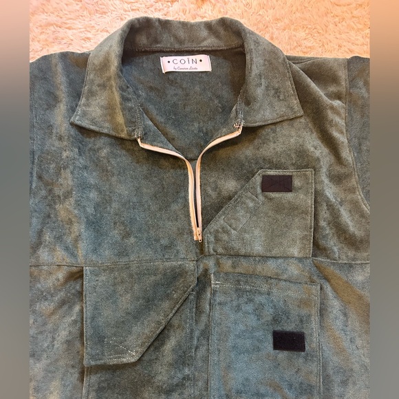 ATELIER COIN Designer Couture One of A Kind Top Sporty Terry Cotton Green Sz S - Picture 4 of 7